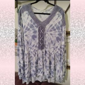 1X 🦄 French Laundry's Vintage Super Soft & Stretchy Womens Plus Size Tie Dye